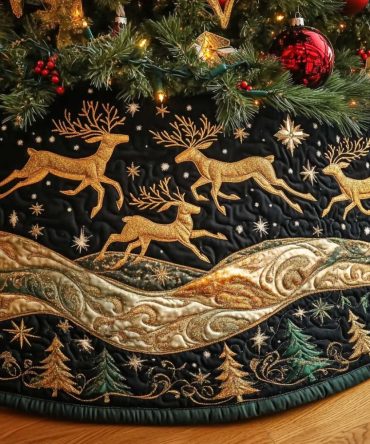 Great Flight Quilted Christmas Tree Skirt — Aviation-Inspired Holiday Tree Skirt With Sturdy Quilting, Playful Design & Gift-Ready Base