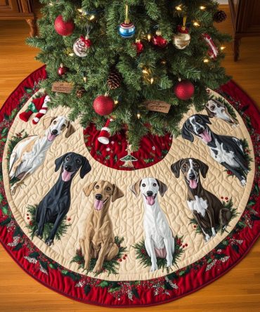 Whimsical Quilted Greyhound Wonderland Tree Skirt — Stylish Christmas Dog Decor, Soft Fabric & Perfect Gift For Greyhound Fans