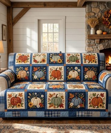Reversible Harvest Mosaic Quilted Couch Slipcover - Heavy-Duty Sofa Protector, Machine-Washable & Pet-Friendly Home Accent
