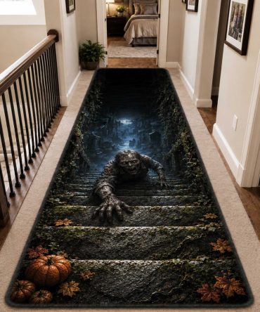 Haunted Abyss Halloween Runner Rug — Deep Gothic Hallway Accent, Non-Slip, Vivid Fade-Resistant Print , Ideal For Porch & Entryways