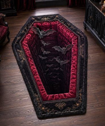 Haunted Coffin Abyss Rug — Custom Coffin-Shaped Halloween Floor Mat For Spooky Entryways, Parties & Gothic Home Styling