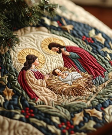 Heavenly Peace Quilted Christmas Tree Skirt — Soft, Cozy Tree Skirt For Tranquil Holiday & Christian-Themed Displays