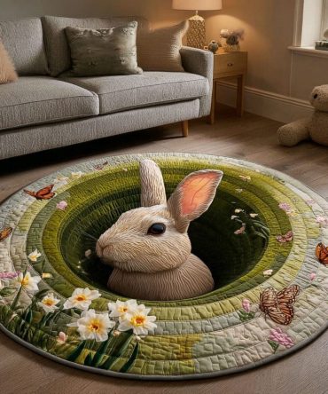 Hidden Nest Plush Round Area Rug - Cozy Neutral Nesting Design For Nursery, Bedroom & Family Room, Machine-Washable, Non-Slip