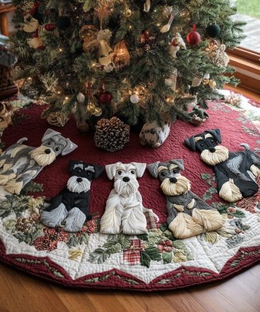 Holiday Beard Buddy Quilted Tree Skirt — Festive Beard Motif Christmas Tree Skirt, Plush Cotton Blend, Machine-Washable, Great Gift For Seasonal Decor