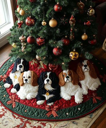 Holiday Crown Quilted Tree Skirt - Elegant Crown Motif & Plush Quilting, 48" Diameter Premium Base For Festive Home Display