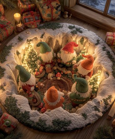 Holiday Glow Accent Rug — Radiant Festive 48In Round Plush Mat With Vibrant Print, Fade-Resistant Fibers & Non-Slip Base