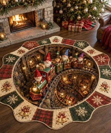 Holiday Gnome Shaped Rug — Festive Custom Area Mat With Adorable Gnome Design For Home Decor, Entryway & Kids' Rooms