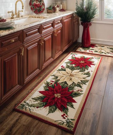 Festive Holiday Lane Kitchen Rug — Plush Non-Slip Christmas Runner For Kitchens, Entrances & Holiday Decor