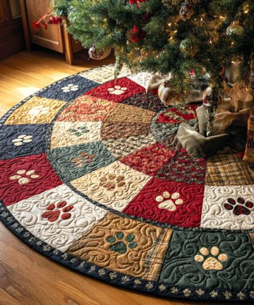 Holiday Path Quilted Tree Skirt — Classic Christmas Skirt With Cozy Stitching, Ideal For Traditional Holiday Décor