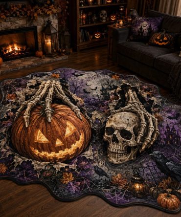 Hollow Moon Spooky Rug — Custom-Shaped Nighttime Halloween Floor Mat For Porch, Entry & Living Room Decorations