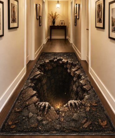 Hollow Terror Halloween Runner Rug — Sinister Hallway Accent, Non-Slip Backing, Fade-Resistant , Great For Porches & Staircases