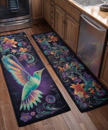 Hummingbird Bloom Kitchen Rug — Vibrant Floral Runner, Non-Slip Backing And Machine Washable For Easy Care, Comfortable Underfoot