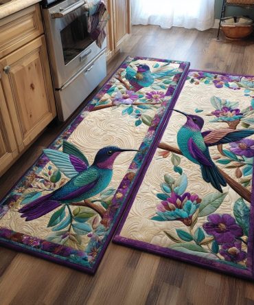 Hummingbird Dream Plush Kitchen Runner Rug — Non-Slip, Machine-Washable Floral Accent Mat For Busy Homes, Durable & Fade-Resistant