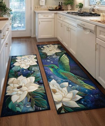Hummingbird Song Kitchen Rug — Colorful Avian Art Runner, Stain-Resistant Washable Mat With Grip Backing For High-Traffic Kitchens And Cozy Breakfast Nooks