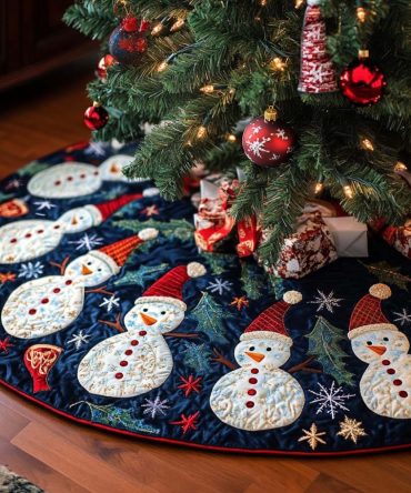 Icy Delight Quilted Tree Skirt — Winter White Christmas Skirt For Elegant Holiday Décor, Soft Quilting & Easy Fit Around Tree Base