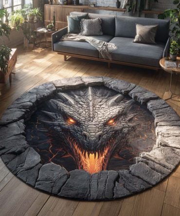 Imperial Guard Dragon Round Rug - Regal Dragon Crest Area Rug For Formal Living Rooms, Entrances And Grand Spaces, Plush Yet Durable