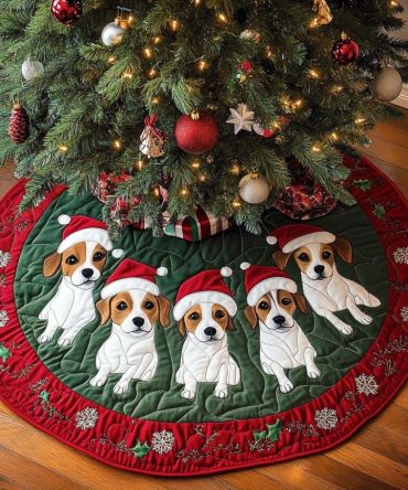 Jack Spirit Quilted Christmas Tree Skirt — Charming Jack Russell Holiday Base Cover With Quilted Texture For Festive, Pet-Friendly Décor