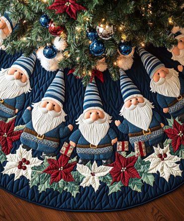 Jingle Bright Quilted Christmas Tree Skirt — 48" Cheerful Holiday Tree Skirt, Quilted Texture, Easy-Care & Gift-Ready For Seasonal Decor