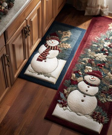 Jingle Frost Festive Kitchen Runner - Plush Non-Slip Holiday Rug, Machine-Washable Soft Mat For Cheerful Winter Styling