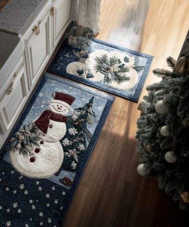 Jolly Frostman Holiday Kitchen Rug - Festive Plush Non-Slip Runner, Machine-Washable Soft Mat For Bright Winter Decor
