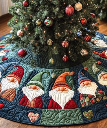 Jolly Round Quilted Christmas Tree Skirt , 60" Festive Round Tree Collar - Plush Quilting, Cotton Blend, Easy Care