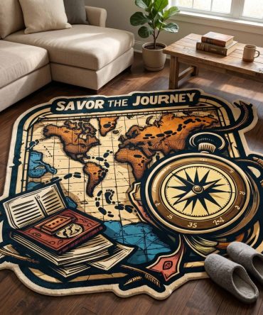 Journey Map Adventure-Shaped Rug — Map-Inspired Area Rug For Playrooms, Kids’ Bedrooms And Travel-Themed Spaces; Soft, Durable And Easy Care