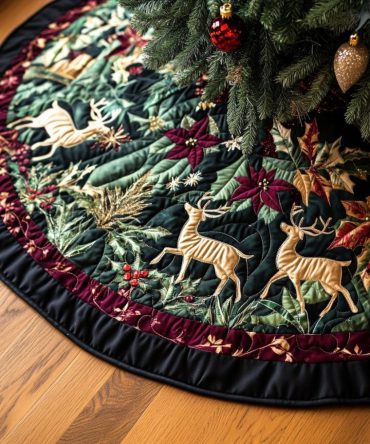 Joyful Journey Holiday Quilted Tree Skirt — Premium Festive Patchwork & Cozy Quilting For Living Room, Farmhouse & Rustic Christmas Décor