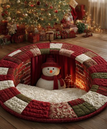 Joyful Snowman Pit Round Rug — Bright Holiday Snowman Round Carpet For Entryways, Playrooms & Festive Living Spaces, Soft Pile