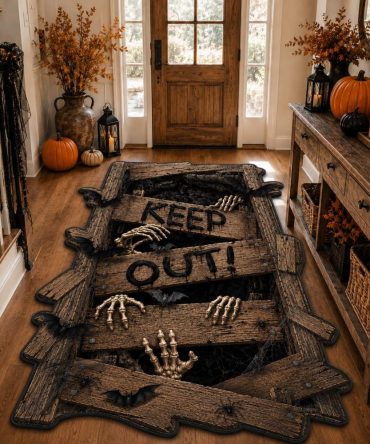 Keep Out Crypt Halloween Rug — Custom Graphic Floor Mat For Spooky Entryways, Durable, Anti-Skid, Easy Care