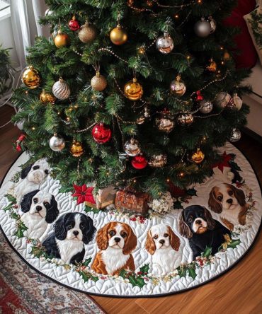 King Christmas Quilted Tree Skirt - Majestic Embroidery & Plush Velvet, 48" Diameter Regal Holiday Foundation For Tree Displays