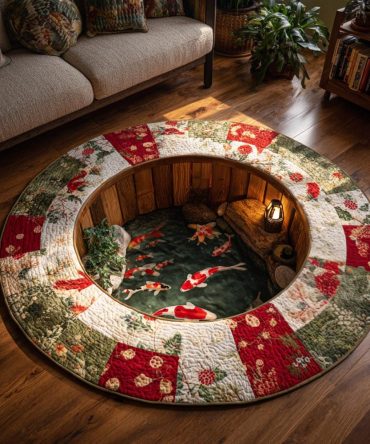Koi Serenity Round Rug - Soothing Plush Area Rug With Minimal Koi Design, Low-Maintenance Fabric And Slip-Resistant Backing For Relaxed Interiors