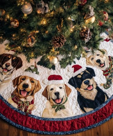 Delight Quilted Holiday Tree Skirt For Labrado Enthusiasts — Delight Edition Dog-Themed Christmas Skirt, Soft, Durable & Washable
