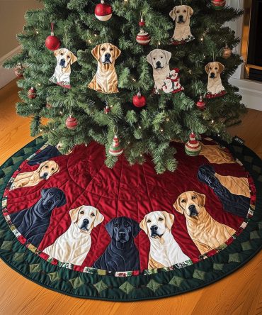 Labrador Holiday Magic Quilted Tree Skirt — Charming Labrador Graphics, Generously Sized, Durable Quilted Christmas Skirt For Pet Lovers