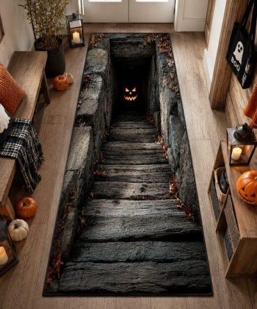 Buy Lantern Hollow Halloween Hallway Runner Rug — Vivid Spooky Decor, Non-Slip, Fade-Resistant , Perfect Porch & Stair Accent