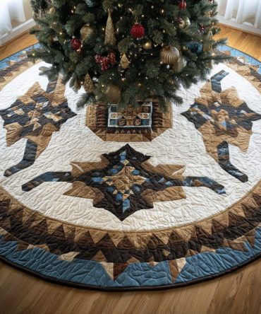 Lassoed Dreams Quilted Christmas Tree Skirt — Western Rodeo Style Holiday Accent, Quilted Texture For Cozy Festive Displays