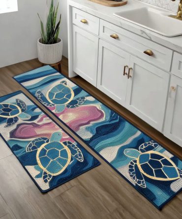 Legend Of The Deep Kitchen Rug - Dramatic Sea-Themed Microfiber Runner With Non-Slip Backing, Easy-Care & Durable