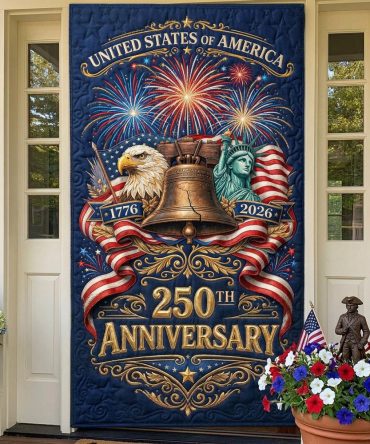 Liberty Celebration Quilted Door Panel – Festive Patriotic Front Door Accent, Colorfast Quilting, Weather-Resistant, Easy Care