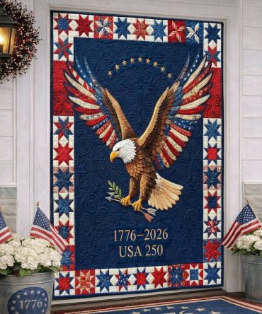Liberty Quilted Door Cover - Classic American Door Display, Heavy Quilted Fabric, Fade-Resistant, Easy Install For Patriotic Holidays