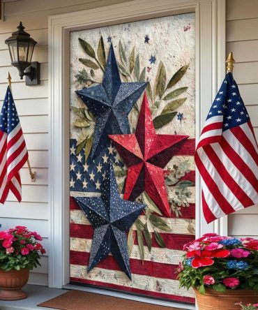 Liberty Stars Quilted Door Drape — Classic Stars & Stripes Door Panel, Durable Polyester Quilting, Uv-Stable, Easy Install For Porch & Entry