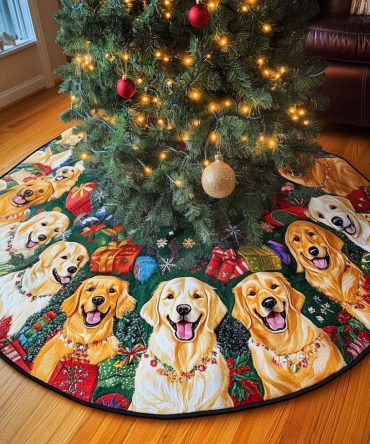 Loyal Heart Quilted Christmas Tree Skirt — Heartfelt Pet-Themed Holiday Base, Soft Quilted Accent For Festive Home Décor