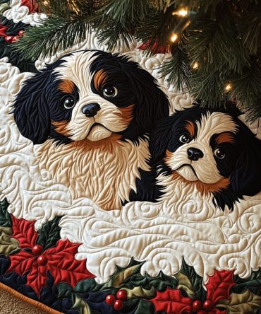 Loyal Heart Quilted Holiday Tree Skirt — Heartfelt Festive Base Cover For Christmas, Soft Quilting Adds Warmth & Charm