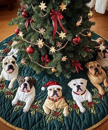 Loyal Quilted Pitbull Christmas Tree Skirt — Premium Holiday Dog Decor, Thick Padding & Secure Closure For Yearly Use