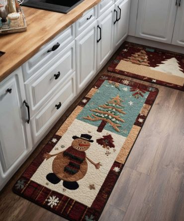 Magical Frost Kitchen Runner - Holiday Plush Non-Slip Rug, Machine-Washable Soft Mat For Stylish Winter Kitchens & Entryways