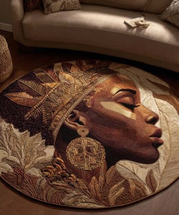 Majestic Roots Round Rug — Ornate Botanical Round Area Rug With Heritage Patterns For Living Room, Study & Classic Interiors