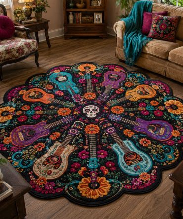 Mariachi Moonlight Custom Area Rug — Festive Music-Inspired Design With Vibrant Colors, Durable Construction & Non-Slip Backing