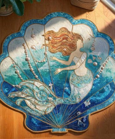 Mermaid Calm Custom-Shaped Area Rug — Serene Mermaid & Ocean Motif, Soft Washable Coastal Accent Rug With Non-Slip Backing For Beach Homes