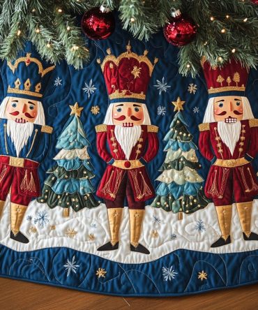 Merry Defenders Quilted Christmas Tree Skirt — Festive Soldier Motif, Durable Quilted Finish, Perfect Seasonal Centerpiece