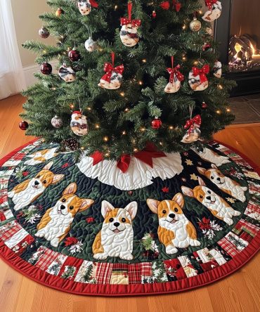 Merry Dogmas Quilted Christmas Tree Skirt — Funny Dog & Holiday Design, Soft Quilted Tree Base, Personalized Gift For Pet Parents