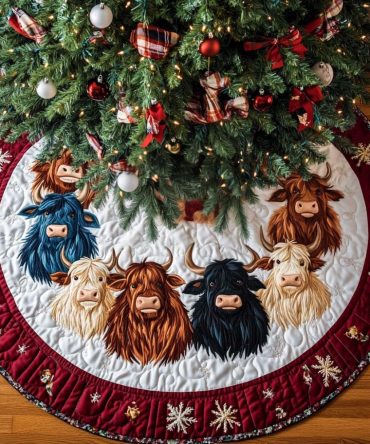 Merry Meadow Friends Quilted Tree Skirt — Whimsical Farm Animal Holiday Skirt With Colorful Appliqué, Soft Quilting, Perfect Gift For Families