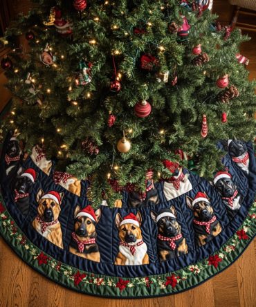 Merry Shepherd Whispers Quilted Tree Skirt – Soft Quilted Christmas Tree Base Cover, Stylish Holiday Decor For Home & Gifts